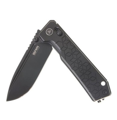 SRM Knives Rubik 7228B-AB2 Ambi Lock Black Aluminum Folding Knife 7228BAB2