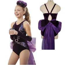 Lot of 6 Night  Day Adult XL Dance Costume Showgirl Leotard Mitts  Bow Bustle