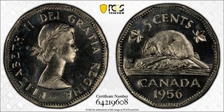 1956 Canada 5c PCGS PL65
