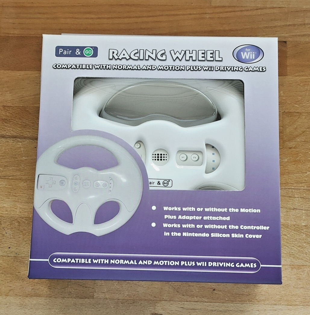 Nintendo Wii Steering Wheel Racing Wheel - MotionPlus Adapter Compatible