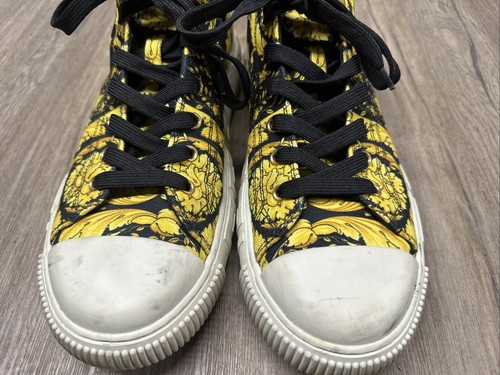 Versace Canvas BAROCCO Print Nero Oro Black Gold Mens Size 9 (42 EU) - Picture 6 of 12