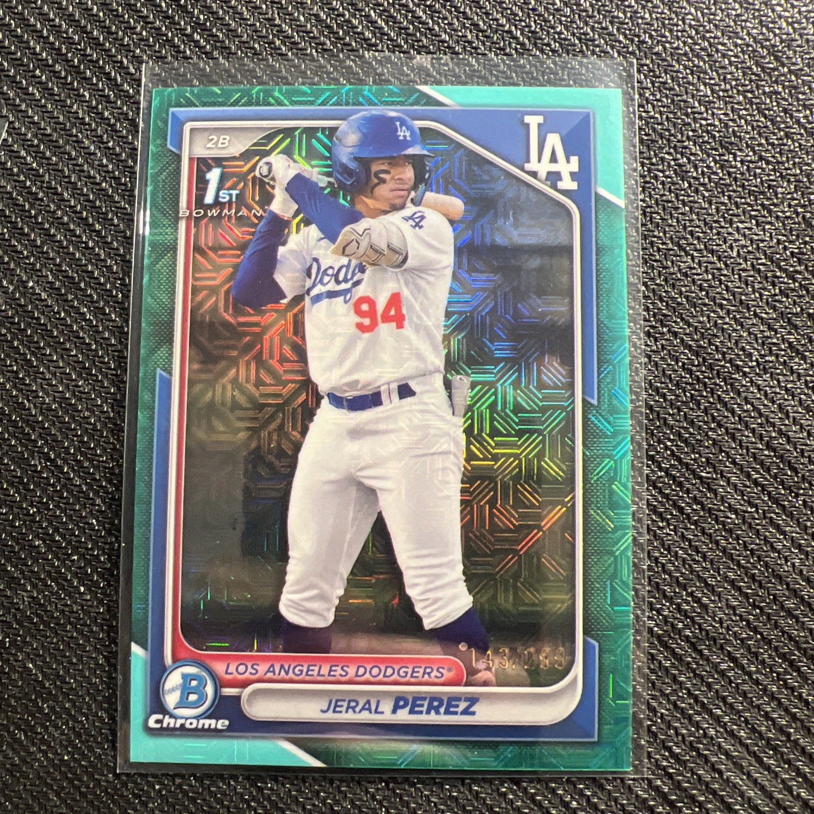 Jeral Perez 2024 Bowman Chrome Mega Box Aqua Mojo 1st Bowman#/299 Dodgers MINT