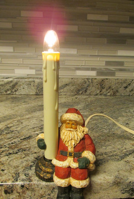 SANTA CLAUS SHELF SITTER ELECTRIC CANDLE 8.75'' RESIN ON/OFF SWITCH TESTED-WORKS