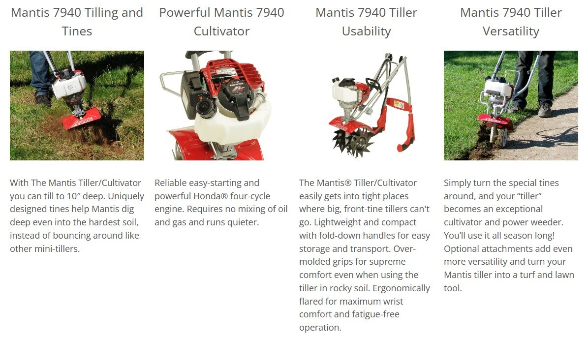 Mantis 7940 4Cycle Plus Tiller with KickstandUsed ONCEHonda 4