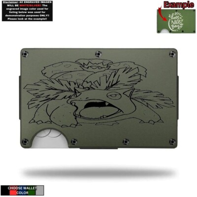 Venusaur Poke-mon Laser Engraved Onto An Metal Wallet