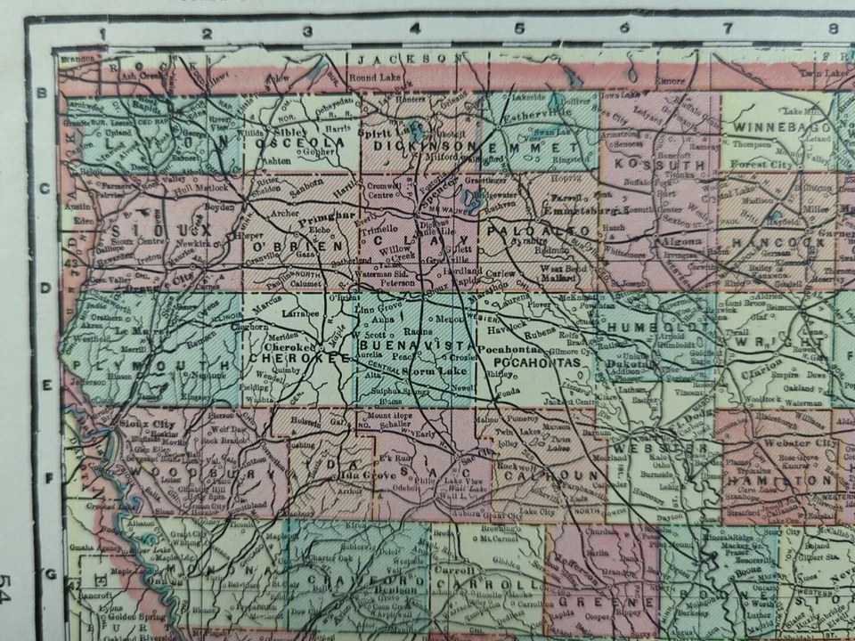 Vintage 1900 IOWA Map 14"x11" ~ Old Antique Original MASON CITY DES MOINES IA - Image 2 of 4