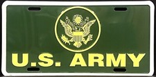U.S. Army License Plate Aluminum Metal 12  x 6  Green  Gold  White