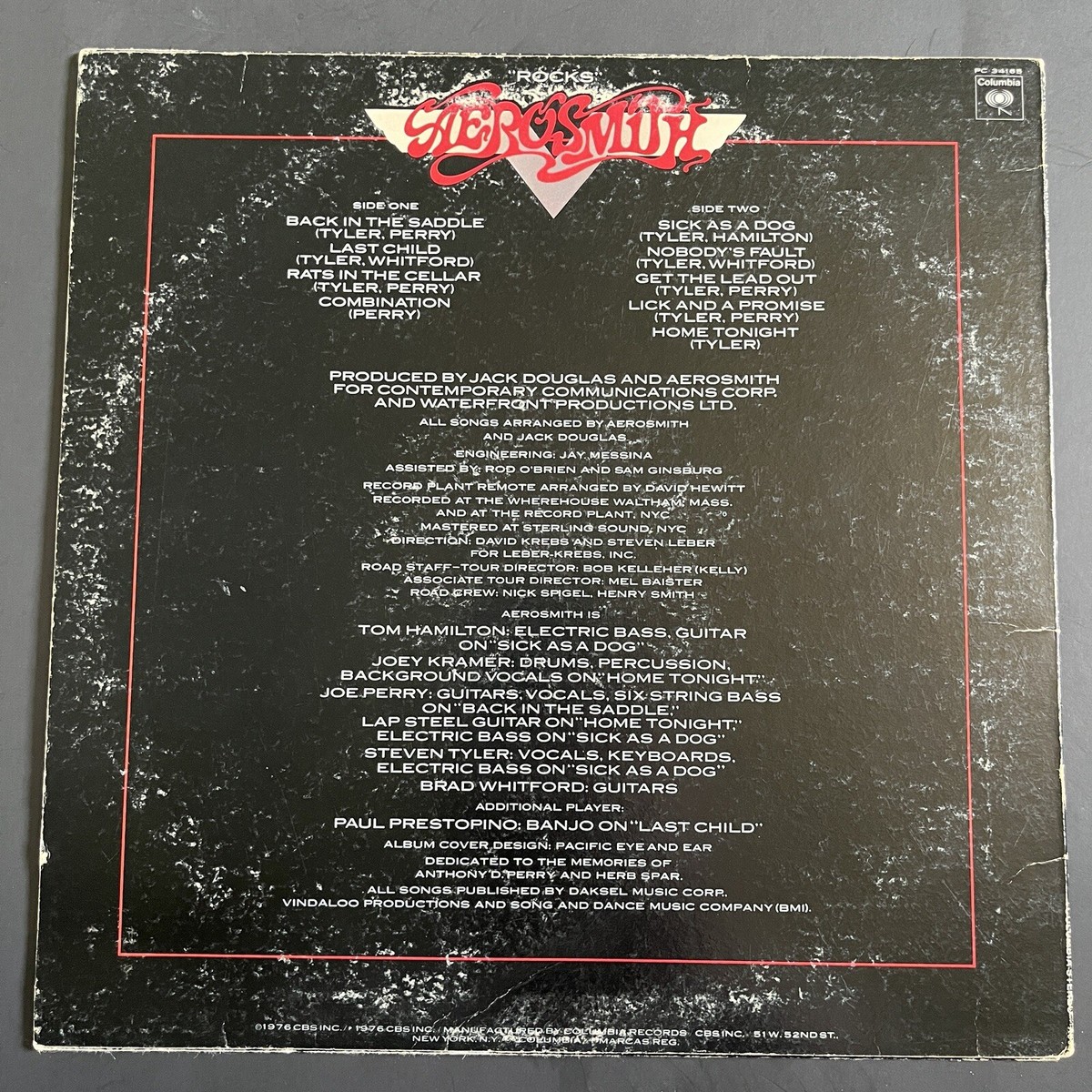 Aerosmith~Rocks~With Printed Inner Sleeve~Steven Tyler~FAST SHIP
