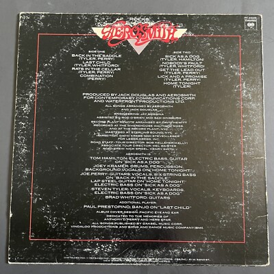 Aerosmith~Rocks~With Printed Inner Sleeve~Steven Tyler~FAST SHIP