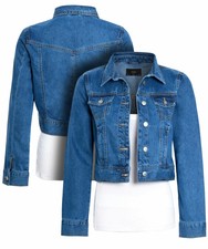 Womens Size 12 10 8 14 16 Denim Jacket Ladies Jean Jackets Mid Blue