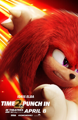AA3873 Sonic the Hedgehog 2 Film By Jeff Fowler 2022 Knuckles Movie Poster 11x17