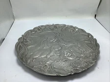 Vintage ARTHUR COURT 12.5” Aluminum Pewter Serving Platter Plate Bunny Rabbit