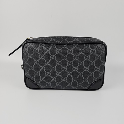 GUCCI GG Emblem Small Black Fabric Toiletry Case New & Authentic - Picture 5 of 16