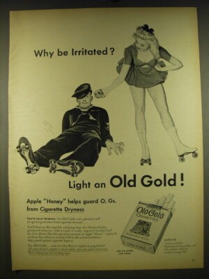 are gold cigarettes light 1945 Old Gold Cigarettes Ad - Why be irritated? Light and Old Gold