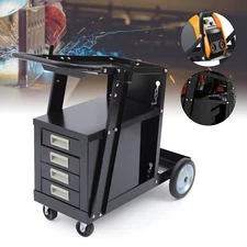 Welding Welder Cart MIG TIG ARC Plasma Cutter Tank Storage W/4 Drawer Cabinet US