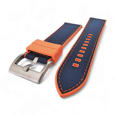 Elite Hybrid Fabric Sailcloth FKM Rubber Watch Strap Band 22 mm Quick Release UK