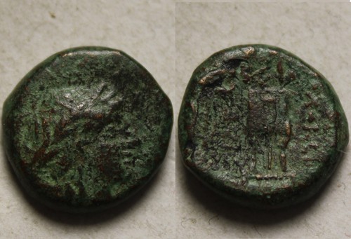 Rare genuine Ancient Greek coin Kolophon, Ionia 385-285 BC Chalkous Apollo Lyre - Picture 3 of 4