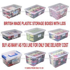 NEW British Made TML Clear Plastic Storage Box Boxes or Clear Lids  13 SIZES