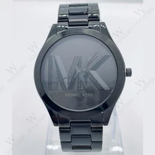 Michael Kors MK4734 Slim Runway MK Logo Dial Black Tone Fashion Women's Watch