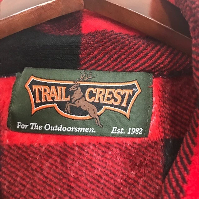 Chaqueta polar Trail Crest roja negra a cuadros larga manga larga 1/4 cremallera bolsillos exteriores Foto 3 de 4