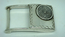 VINTAGE MEXICO SILMET STERLING SILVER AZTEC MAYAN CALENDAR BELT BUCKLE .71