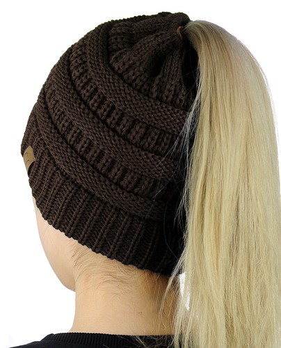 CC Ponytail Gorro Sombrero Suave Elástico Cable Tejido Panel Alto Cola de Pony C.C ¡Gorro! - Imagen 94 de 393