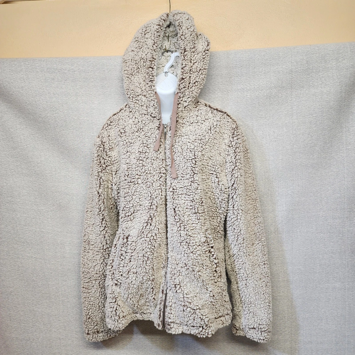 Thread & Supply Full Zip Sherpa Hooded Jacket Women's Size Small Color  Mushroom