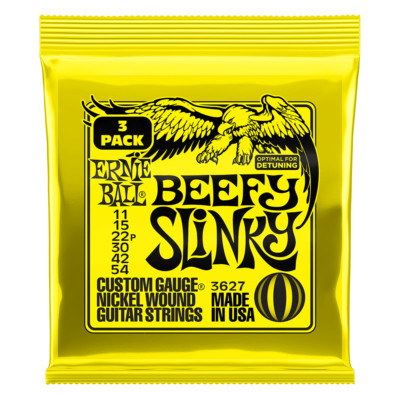 Ernie Ball Beefy Slinky P03627 Nickel Wound Electric Strings 3 Pack 11-54 Gauge