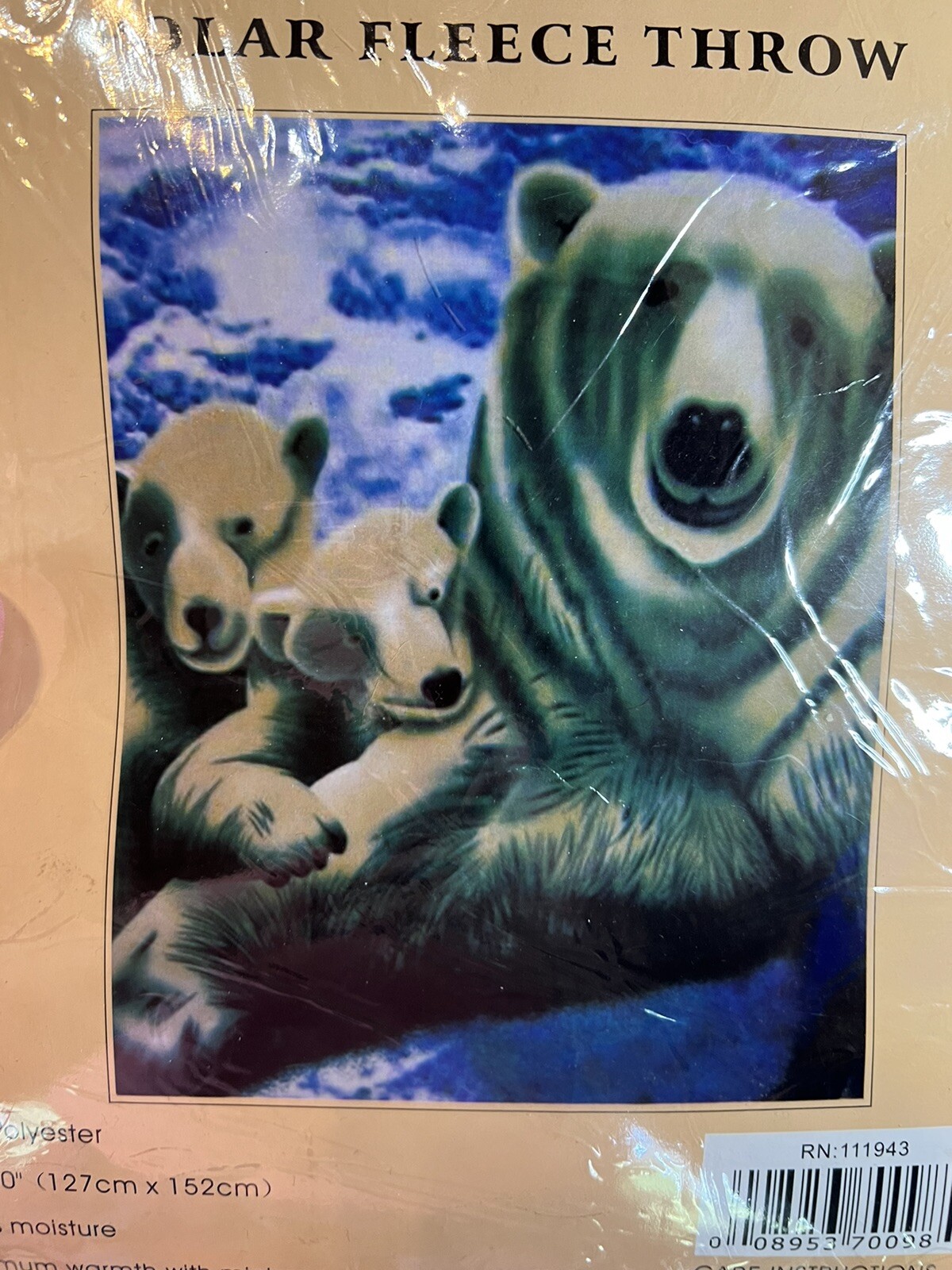 NEW NORTHPOINT POLAR BEAR FLEECE THROW BLANKET MULTICOLOR 50” x 60