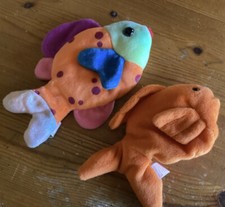 Ty Beanie Baby: Goldie the Goldfish (1993) and Lips the Fish (1999)