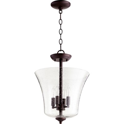 Quorum 4 Light 13' Dual Mount, Oiled Bronze/Clear Seeded Glass - 2841-13-86