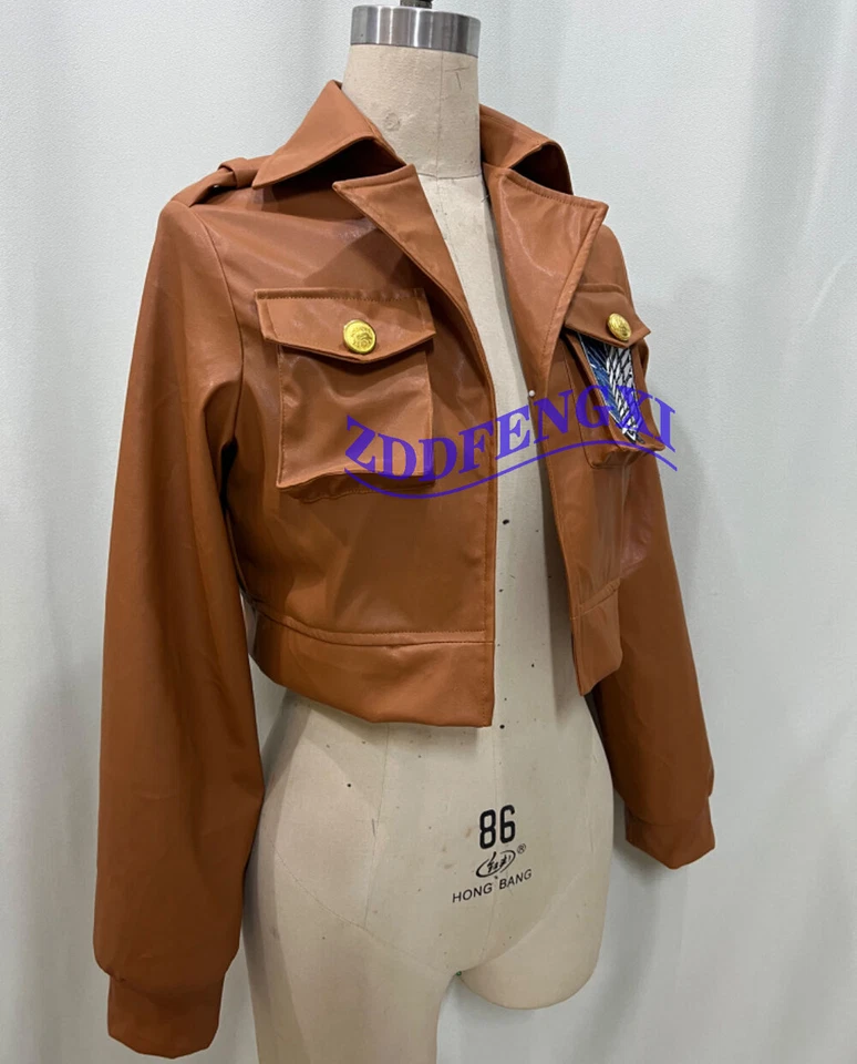 Attack on Titan Eren Jaeger Leather Jacket Coat Cosplay Stereoscopic Pocket - Image 3 of 4