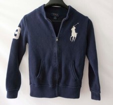 Ralph Lauren Sweater Full Zip Kid Size M 10-12year Big Logo Blue  22d1001p