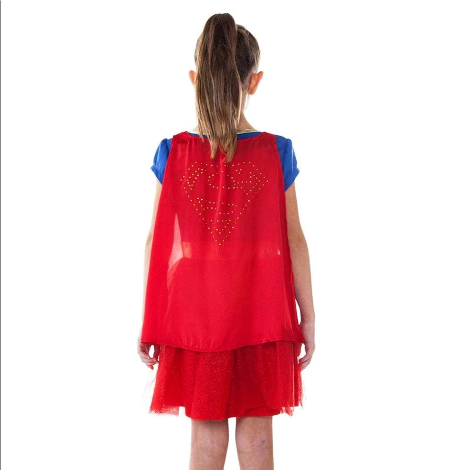 Vestido Disfraz DC Comics Niñas Capa Brillante Tul Falda, Supergirl Foto 2 de 4