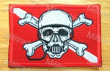 Scuba Diver Down Jolly Roger with Mask Skull and Crossbones Flag Patch Iron-on