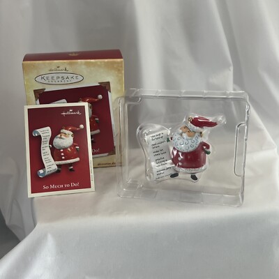 2004 Hallmark Keepsake Ornament So Much To Do Santa Box And Card