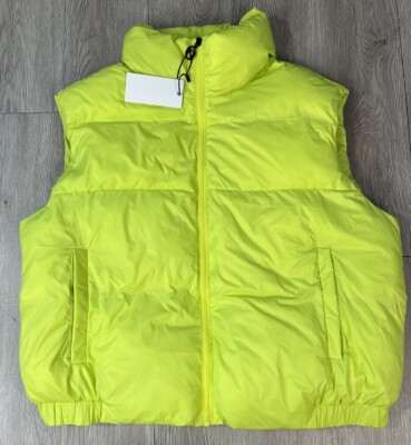 Noize Beatrix Cropped Puffer Vest Fresh Lime Green Size Large NWT New