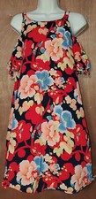 Multicolor Short Sleeve Loft Dress / Women's Size L / Slinky / On / Off Shoulder