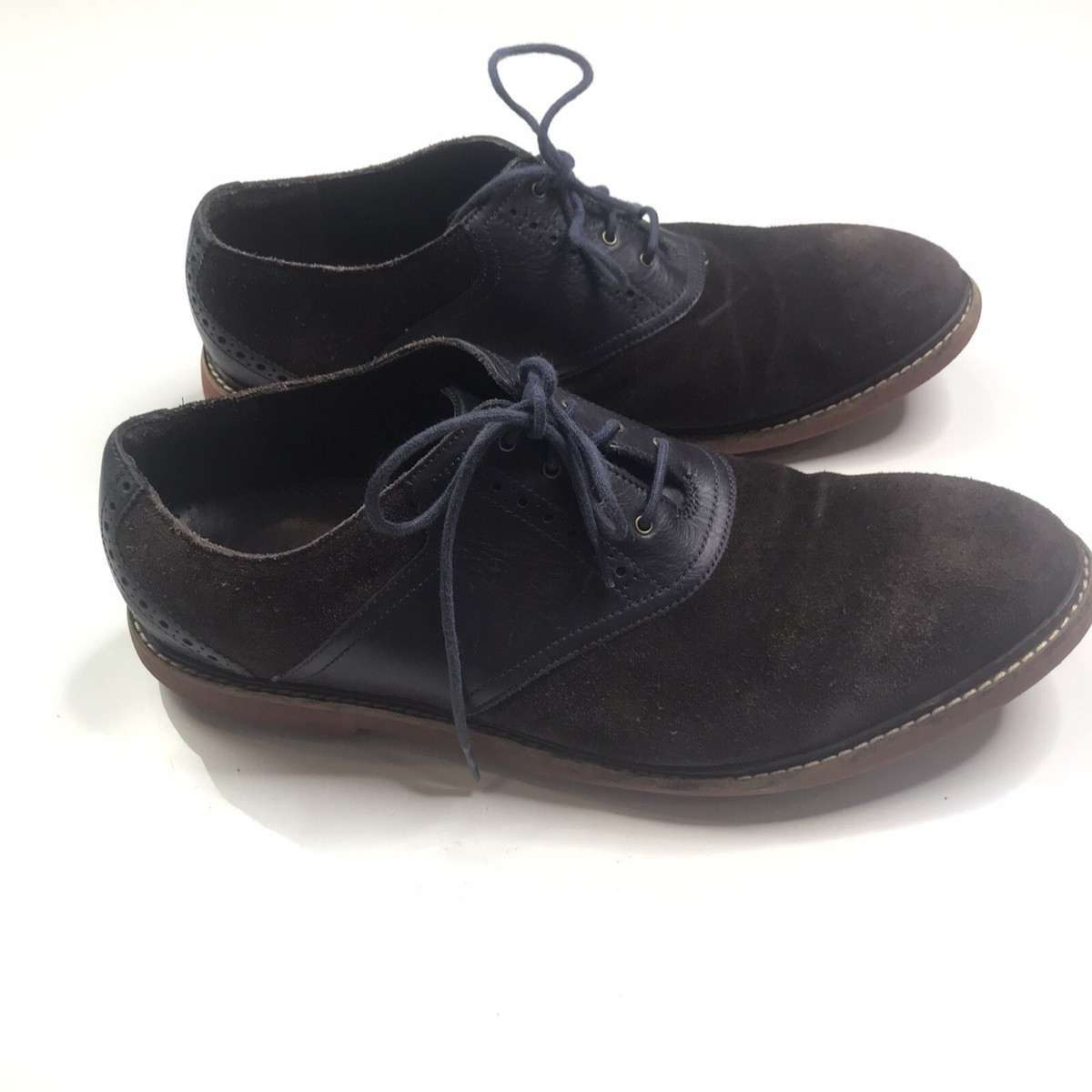 COLE HAAN 11.5M Franklin II BROWN Suede BLUE Oxford Saddle  display picture 3
