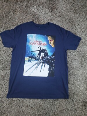 Edward Scissorhands T-Shirt  I am Not Complete  Blue Graphic  Size L
