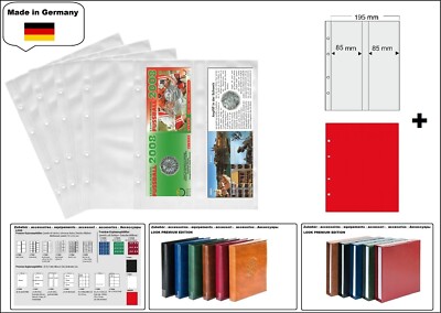 5 LOOK 1-7398-R Münzhüllen PREMIUM 2x vertikal 85x255mm rote ZWL Für Münzblister