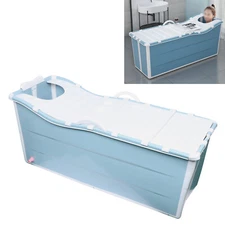 55" Foldable Adult Bathtub with Lid, Collapsible Temperature Maintenance Bathtub