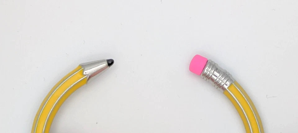 Betsey Johnson открытый шарнир эмали карандаш браслет браслет в желтый и серебро w/GB - Изображение 4 из 4