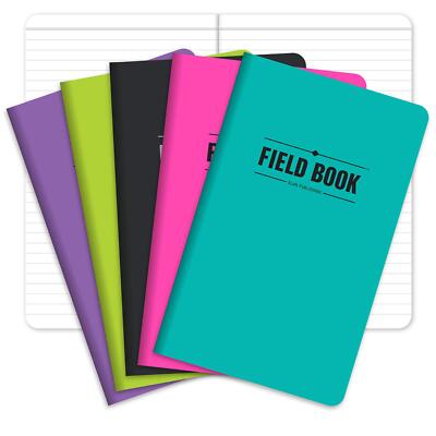 Assorted Field Notebooks/Journals 5''x8'' Lined Pack of 5 Various Colors