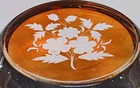 Bohemian Medium Size w/Amber Stained back Engraved Bouquet Art Glass Paperweight — photo 6