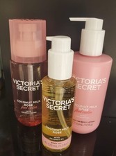 3Pcs VICTORIA'S SECRET Coconut Milk  Rose Feel Calm Body Mist, Lotion  oil