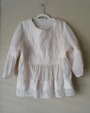 Closed Blouse Womens Small Emmie Boho Embroidered Cotton Sheer Top