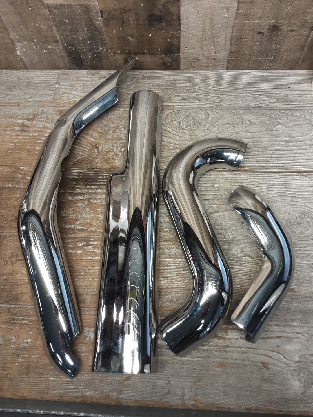 🛡🔥HARLEY NICE OEM TOURING EXHAUST COMPLETE CHROME HEAT SHIELD SET BAGGER🔥🛡