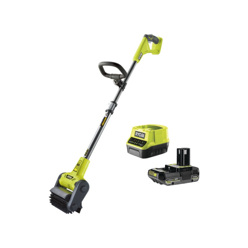 Nettoyeur de sol RYOBI RY18PCB-0 18V balai brosse exterieur pour pierre et pave