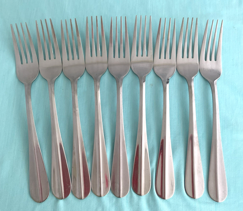 AURORA Cambridge 9 Dinner Forks Stainless Flatware 8 1/8" - Picture 2 of 6